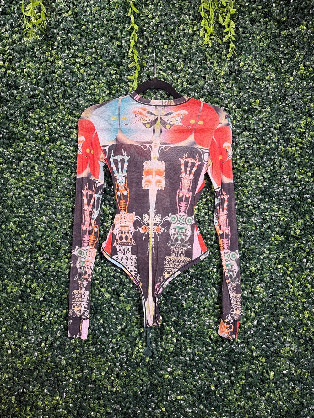 SKIMS Multicolor Long Sleeve Printed Bodysuit - Black, Red, Blue, Green, Cream